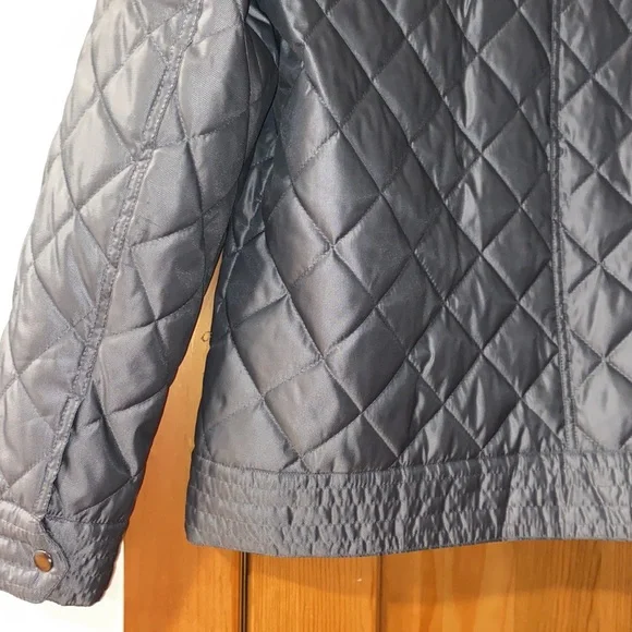 G by guess quilted jacket gray front zippered pockets size XL
